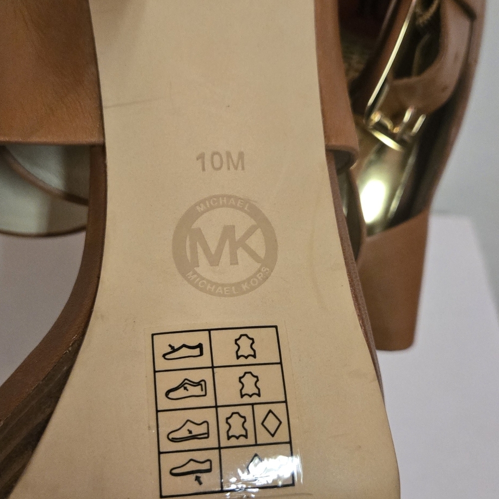 Michael Kors Tan Leather High Heel Sandals with Ankle Strap - Picture 5 of 5